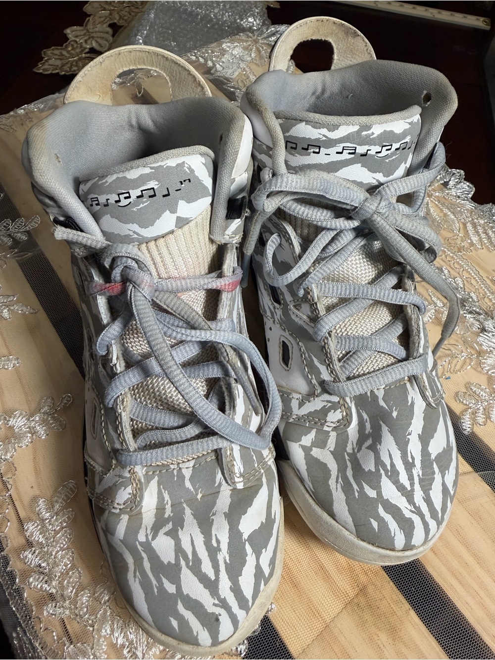 Jordan Kids White and Gray Camo-Patterned Sneakers